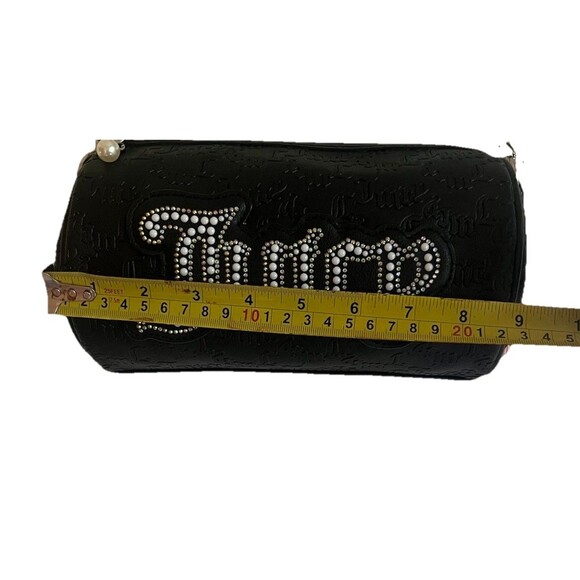 Juicy Couture Black Barrel Shoulder Bag With Rhinestone Logo & Chain Strap - Picture 14 of 14